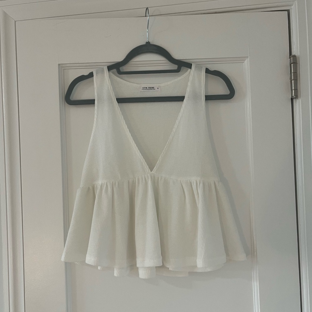 Waffle Deep-V Babydoll Top